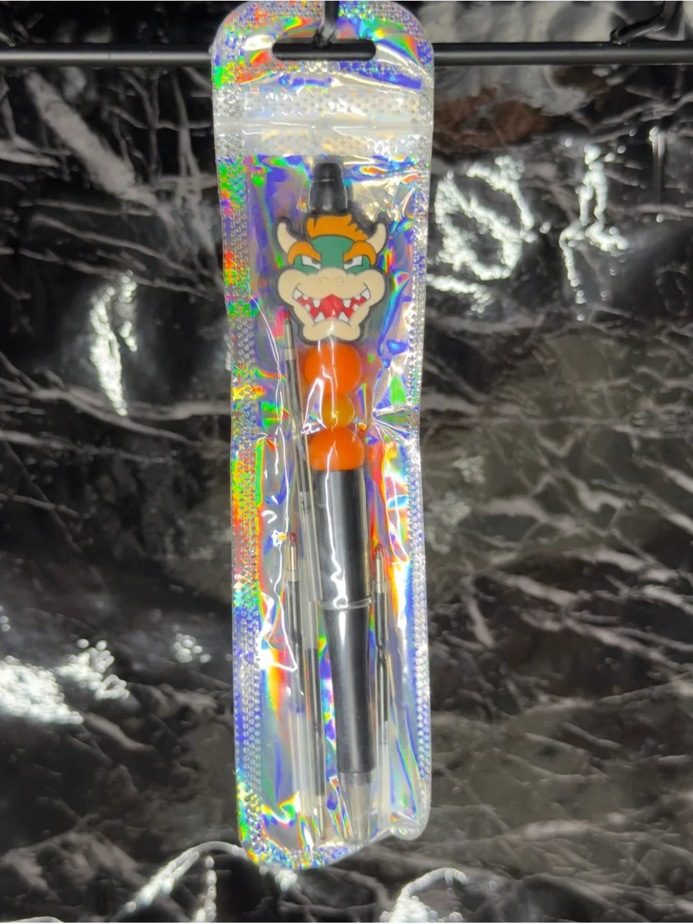 Bowser from Mario Bros Focal Bead Pen Black & Blue Ink